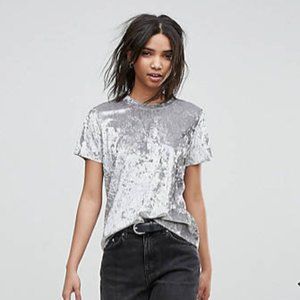 Dr Denim Metallic Crushed Velvet T-shirt